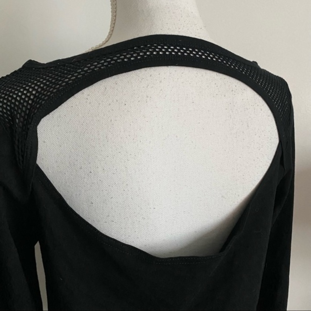 Fabletics Solid Black Long Sleeve Mesh Neck Cutou… - image 4
